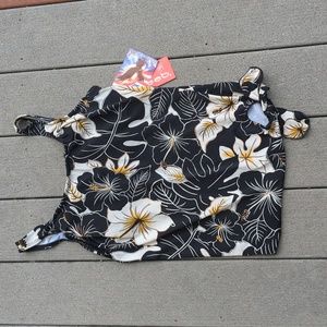 NWT Ceeb Hawaiian Print Front Knot Tankini Swim Top